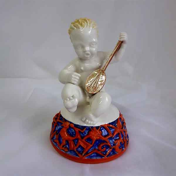 antike Keramik Figur Junge mit Gitarre - Antiquitätenhändler München